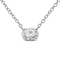 14K White Gold 1/2 Cttw Lab Grown Oval Shape Solitaire Diamond East West 18