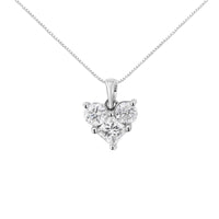 10K White Gold 1.0 Cttw Round-Cut and Princess-Cut Diamond Heart Shaped 18