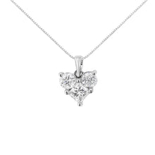 10K White Gold 1.0 Cttw Round-Cut and Princess-Cut Diamond Heart Shaped 18" Pendant Necklace (H-I Color, SI2-I1 Clarity)-0