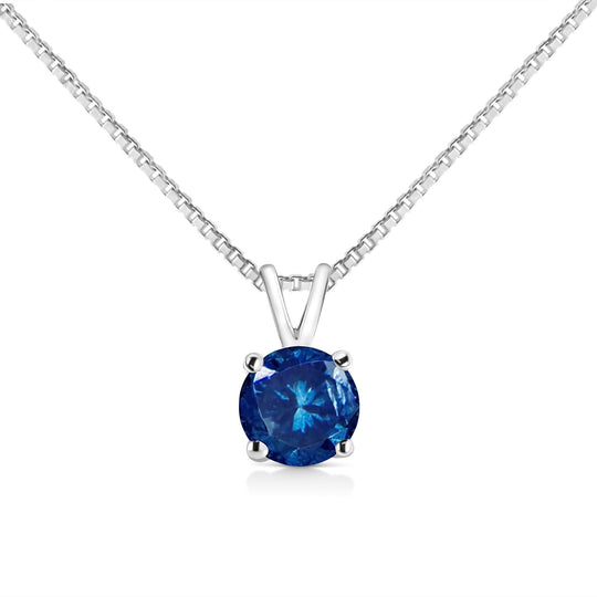 14K White Gold 1/4 Cttw Round Brilliant Cut Lab Grown Diamond 4-Prong Solitaire Pendant Necklace-0
