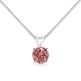 14K White Gold 1/2 Cttw Round Brilliant Cut Lab Grown Diamond 4 Prong Solitaire Pendant Necklace-1 thumbnail 2