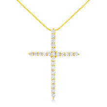 10K Yellow Gold Plated .925 Sterling Silver 2.0 Cttw Round Cut Diamond Cross Pendant Necklace (J-K Color, I1-I2 Clarity) 18"-0