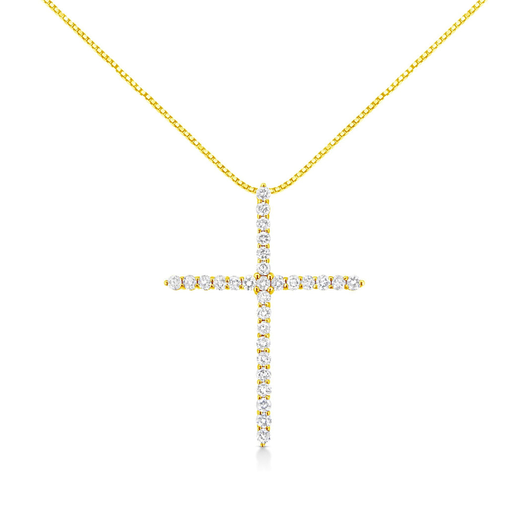 10K Yellow Gold 3.00 cttw Round-Cut Diamond Cross 18