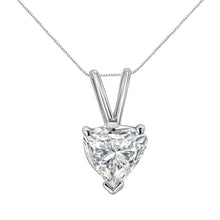 14K White Gold 3-Prong Set Heart Shaped Solitaire Lab Grown Diamond 18" Pendant Necklace (F-G Color, VS2-SI1 Clarity)-0