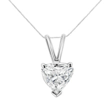 14K White Gold 3-Prong Set Heart Shaped Solitaire Lab Grown Diamond 18" Pendant Necklace (F-G Color, VS2-SI1 Clarity)-2