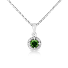 .925 Sterling Silver Treated Color Diamond Solitaire 18" Milgrain Pendant Necklace-1