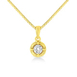 14K Yellow Gold Plated .925 Sterling Silver Brilliant Round Cut Diamond Solitaire Milgrain 18