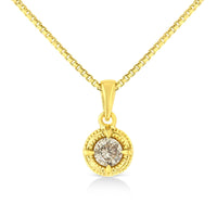 14K Yellow Gold Plated .925 Sterling Silver Brilliant Round Cut Diamond Solitaire Milgrain 18