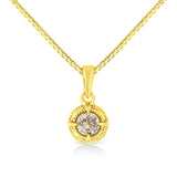14K Yellow Gold Plated .925 Sterling Silver Brilliant Round Cut Diamond Solitaire Milgrain 18
