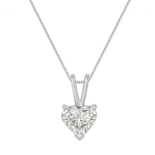 14K White Gold 3-Prong Set Heart Shaped Solitaire Diamond 18" Pendant Necklace (H-I Color, VS2-SI1 Clarity) - Choice of Carat Weight (3300)-3