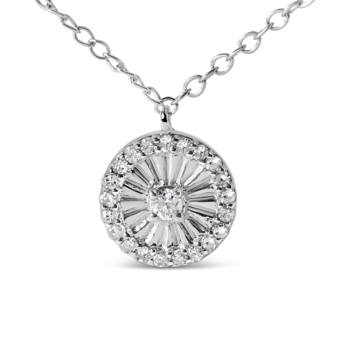 .925 Sterling Silver 1/6 Cttw Diamond Wheel and Spoke Pendant Necklace (H-I Color, I2-I3 Clarity) - 18