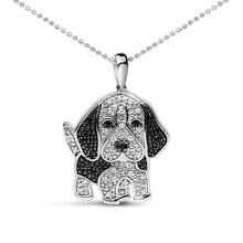 .925 Sterling Silver 1/4 cttw White and Black Diamond Dog Pendant Necklace 18 inch (I-J Color, I2-I3 Clarity)-0