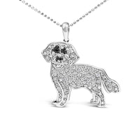 .925 Sterling Silver 1/3 Cttw White and Black Diamond  Labrador Retriever Dog Pendant Necklace (I-J Color, I2-I3 Clarity) - 18