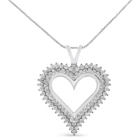 .925 Sterling Silver Diamond Heart 18