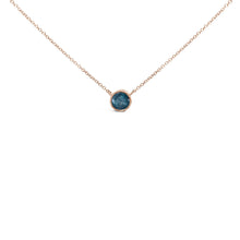 14K Rose Gold 2.0 Cttw Bezel Set Blue Diamond Solitaire Pendant Necklace  - 18" Inches-0