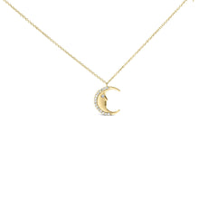 14K Yellow Gold 1/10 Cttw Diamond Crescent Man on the Moon 18" Pendant Necklace (H-I Color, SI1-SI2 Clarity)-0