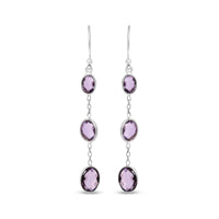 .925 Sterling Silver Checkerboard Cut Oval Purple Amethyst 2