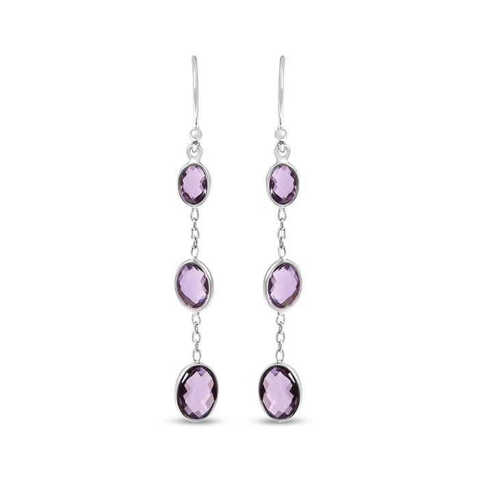 .925 Sterling Silver Checkerboard Cut Oval Purple Amethyst 2