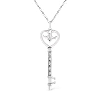 .925 Sterling Silver Pave and Bezel-Set Diamond Accent Key 18