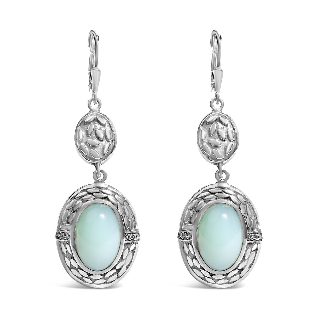 .925 Sterling Silver Chalcedony Diamond Accent Drop and Dangle Earring (K-L Color, I1-I2 Clarity)-0