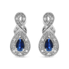 .925 Sterling Silver 4.5 x 3mm Pear Sapphire Gemstone and Diamond Accent Infinity Drop Stud Earrings (H-I Color, SI1-SI2 Clarity)-0