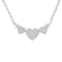 14K White Gold 1.0 Cttw Princess Cut Diamond Three Heart 18