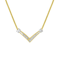 14K Yellow and White Gold 1/4 Cttw Princess Cut Diamond Channel-Set “V” Shape 18