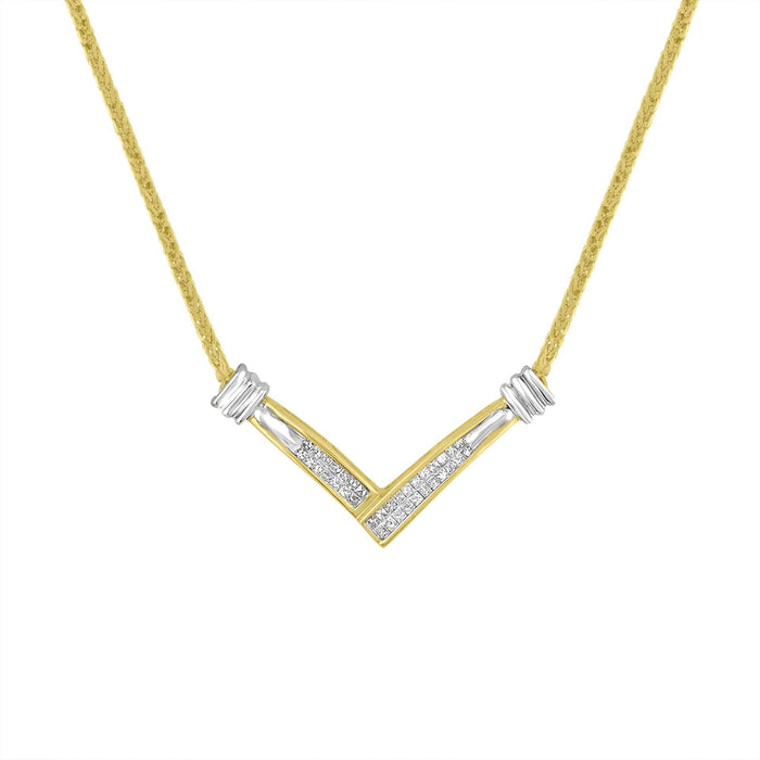 14K Yellow and White Gold 1/4 Cttw Princess Cut Diamond Channel-Set “V” Shape 18
