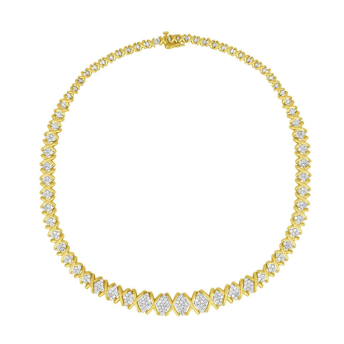 10K Yellow Gold 4 cttw Brilliant Round-Cut Diamond Graduating Riviera Statement Necklace (H-I Color, I2-I3 Clarity)