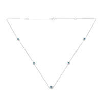 Sterling Silver Treated Blue Color Diamond Station Necklace (1/2 cttw, Blue Color, I2-I3 Clarity)