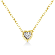 10K Yellow Gold Plated .925 Sterling Silver 1/10 Cttw Miracle Set Round Diamond 18" Pendant Necklace - Choice of Shapes-1
