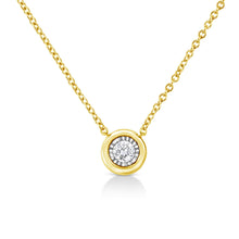 10K Yellow Gold Plated .925 Sterling Silver 1/10 Cttw Miracle Set Round Diamond 18" Pendant Necklace - Choice of Shapes-2