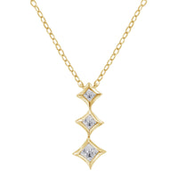 10K Gold 1/5 Cttw Princess Cut Diamond 3 Stone Drop 18