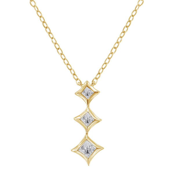 10K Gold 1/5 Cttw Princess Cut Diamond 3 Stone Drop 18