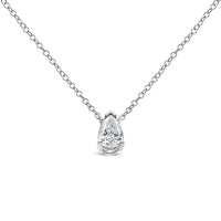 14K White Gold 1/5 Cttw Pear Shape Solitaire Diamond 18