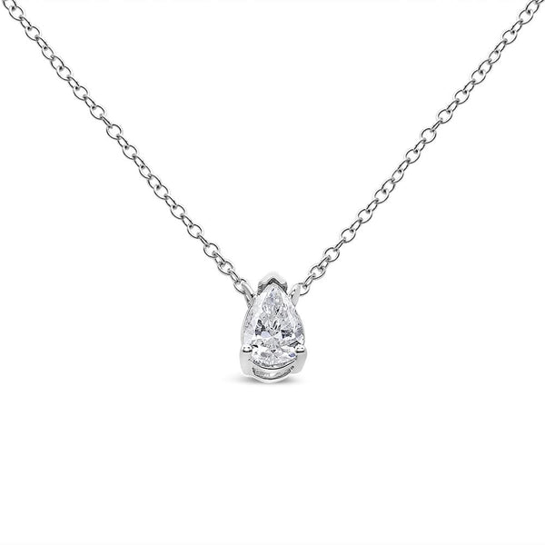 14K White Gold 1/5 Cttw Pear Shape Solitaire Diamond 18