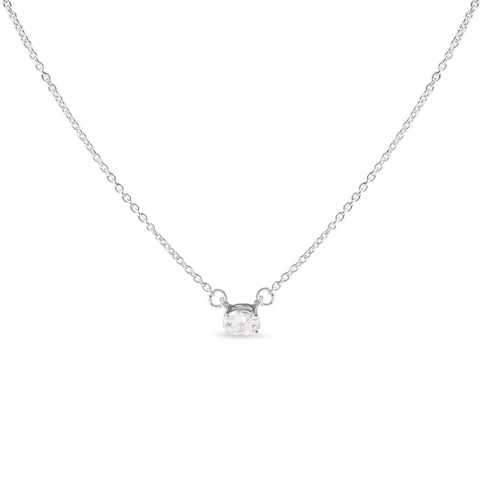 14K White Gold 1/4 Cttw Lab Grown Oval Solitaire Diamond East West 18