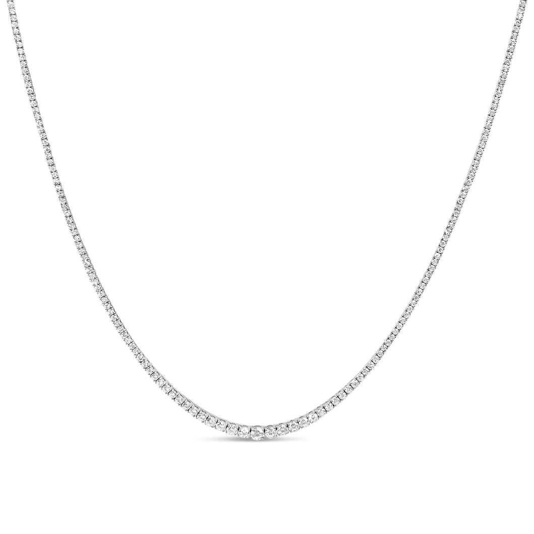 14K White Gold 10.0 Cttw Graduated Lab-Grown Diamond Tennis Necklace (F-G Color, VS2-SI1)  - 18