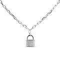 .925 Sterling Silver 1/4 Cttw Diamond Lock Pendant Necklace with Paperclip Chain (H-I Color, SI2-I1 Clarity)-0