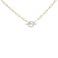 14KT Yellow Gold 1/4 Cttw Diamond  Toggle Clasp Paperclip Link Necklace (I-J Color, I1-I2 Clarity) - 18