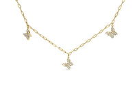 14KT Yellow Gold 1/2 Cttw Diamond Butterfly Station Paperclip Station Necklace (I-J Color, I1-I2 Clarity) - Adjustable 15