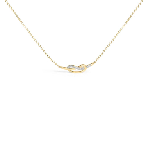 14K Yellow Gold Plated .925 Sterling Silver Diamond Accent Infinity Ribbon Pendant Necklace (I-J Color, I1-I2 Clarity) - 