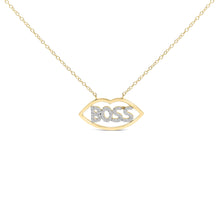 14K Yellow Gold Plated Silver 1/4 Cttw Diamond "Boss" Pendant Necklace - 18 Inch-0