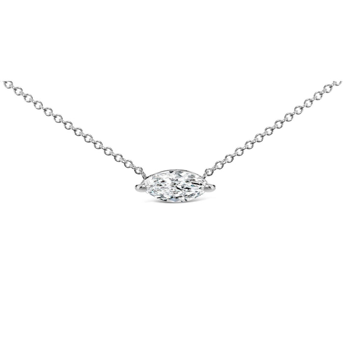14K White Gold 1/2 Cttw Marquise Lab-Grown Diamond East West Solitaire 18