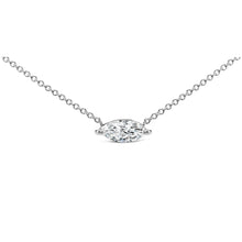 14K White Gold 1/2 Cttw Marquise Lab-Grown Diamond East West Solitaire 18" Pendant Necklace (F-G Color, VS2-SI1 Clarity)-0