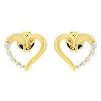 14KT Yellow Gold 1/8 cttw Diamond Journey Heart Earrings (K-L, I1-I2)