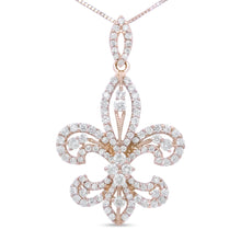 14K Yellow Gold 1.00 Cttw Round Diamond Fleur De Lis 18" Pendant Necklace (H-I Color, SI2-I1 Clarity)-0