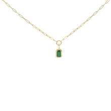 10K Yellow Gold Emerald Cut 6x4 MM Green Emerald Solitaire Pendant Necklace - 18 inch-1