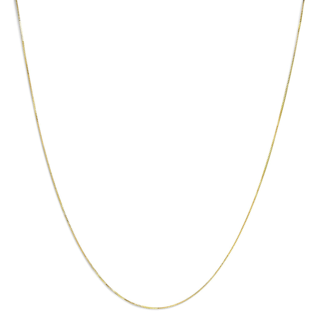 Unisex Solid 14K Gold 0.75mm Classic Box Chain Necklace-0