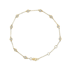 14K Gold 1/2 Cttw Bezel Set Lab Grown Diamond Station Bracelet-1